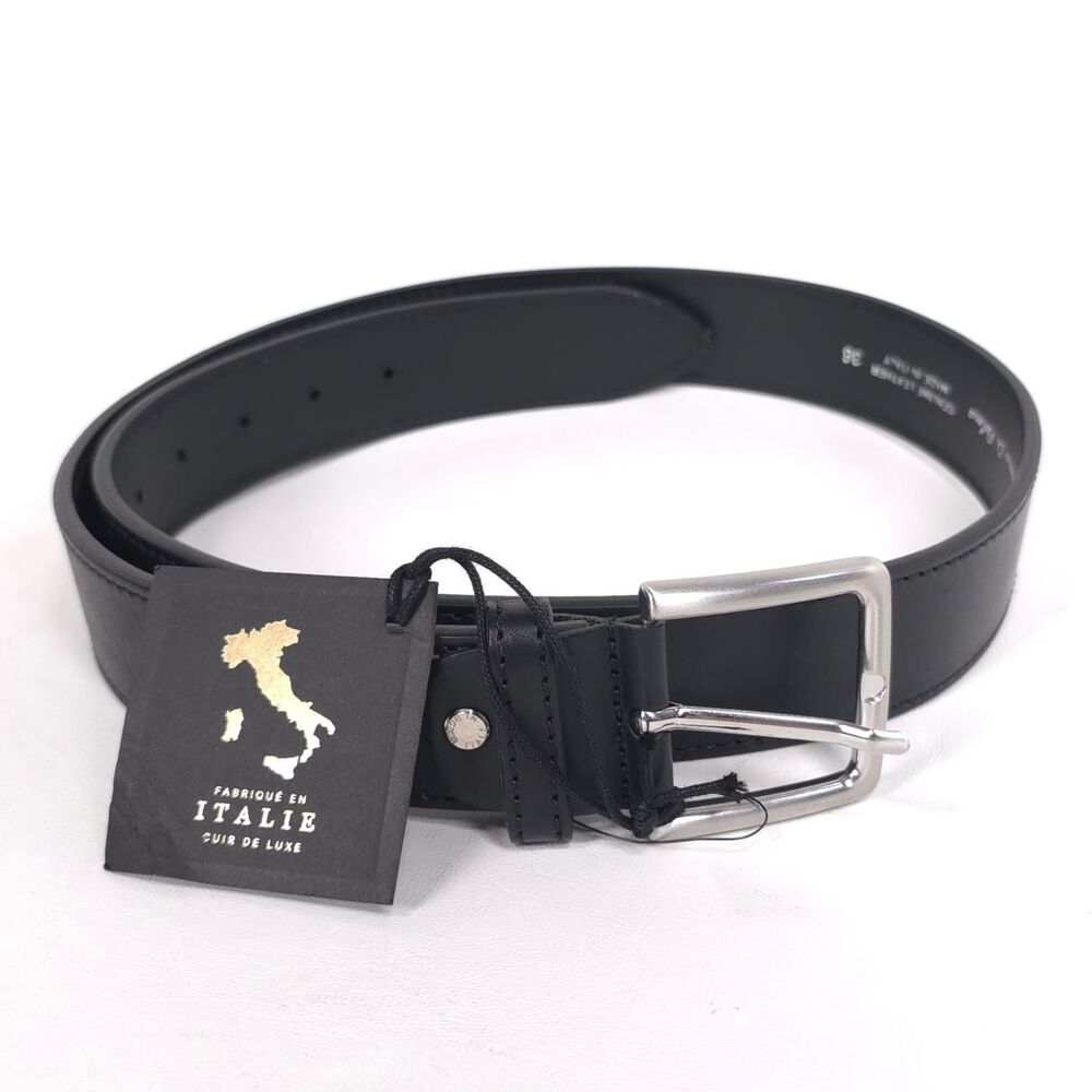 GENNARO DI PALMA Mens New Black Genuine Leather Belt 36 ITALY MADE